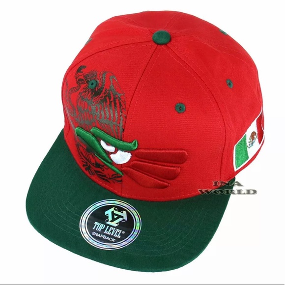 Mexican Hat Snapback Hecho En Mexico Eagle Aguila Flag Flat Bill Baseball Cap - Picture 5 of 6